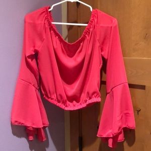 Sheer off the shoulder crop top